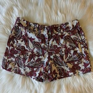 LOFT linen paisley shorts size 0